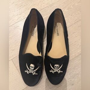 Jon Josef Black Skull Embroidered Loafers